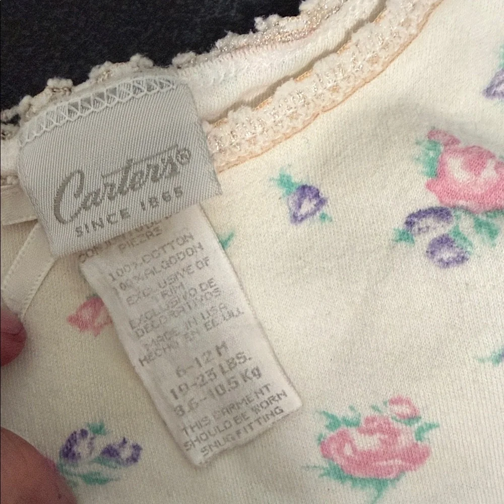 Carter's Cream Long-Sleeve Top with Pink Floral Print
